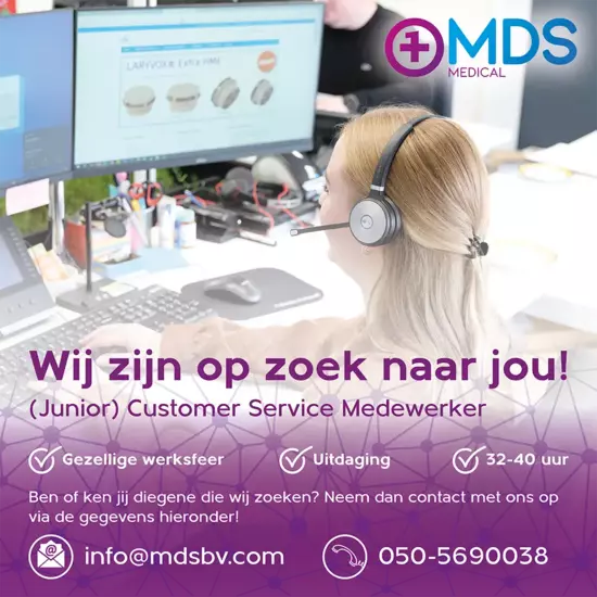 Vacature (Junior) Customer Service medewerker medische hulpmiddelen 24-40 uur